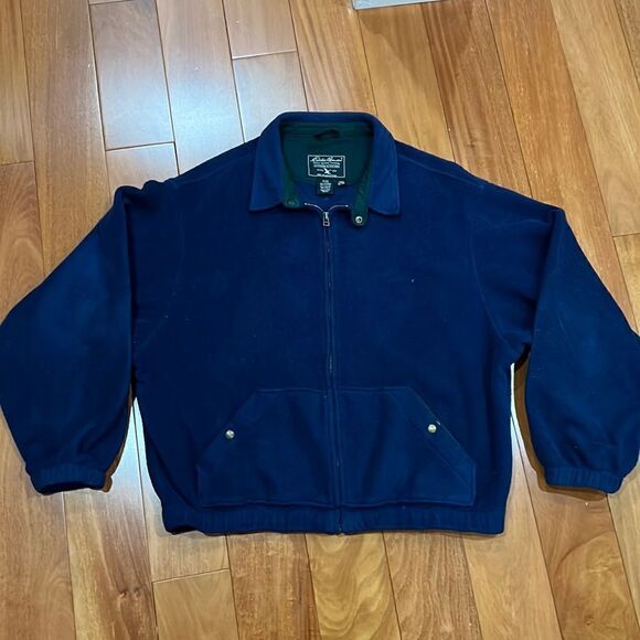 Eddie Bauer Vintage 90s Mens Full Zip Fleece Bomber Jacket Blue size XL - Picture 1 of 6